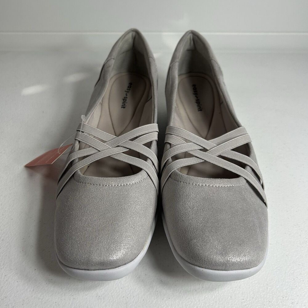 Easy Spirit Aubree2 Women’s Size 10 W Silver Slip-On Comfort Flats Wide Width - Picture 3 of 8
